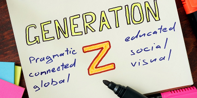 A notebook reading Generation Z in multicolored markers. 
